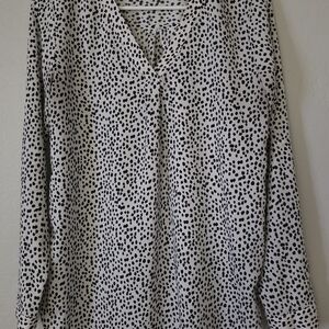 Ann Taylor Black and White Dotted Blouse